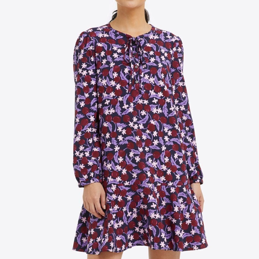 Draper James Purple Floral Long Sleeve Dress